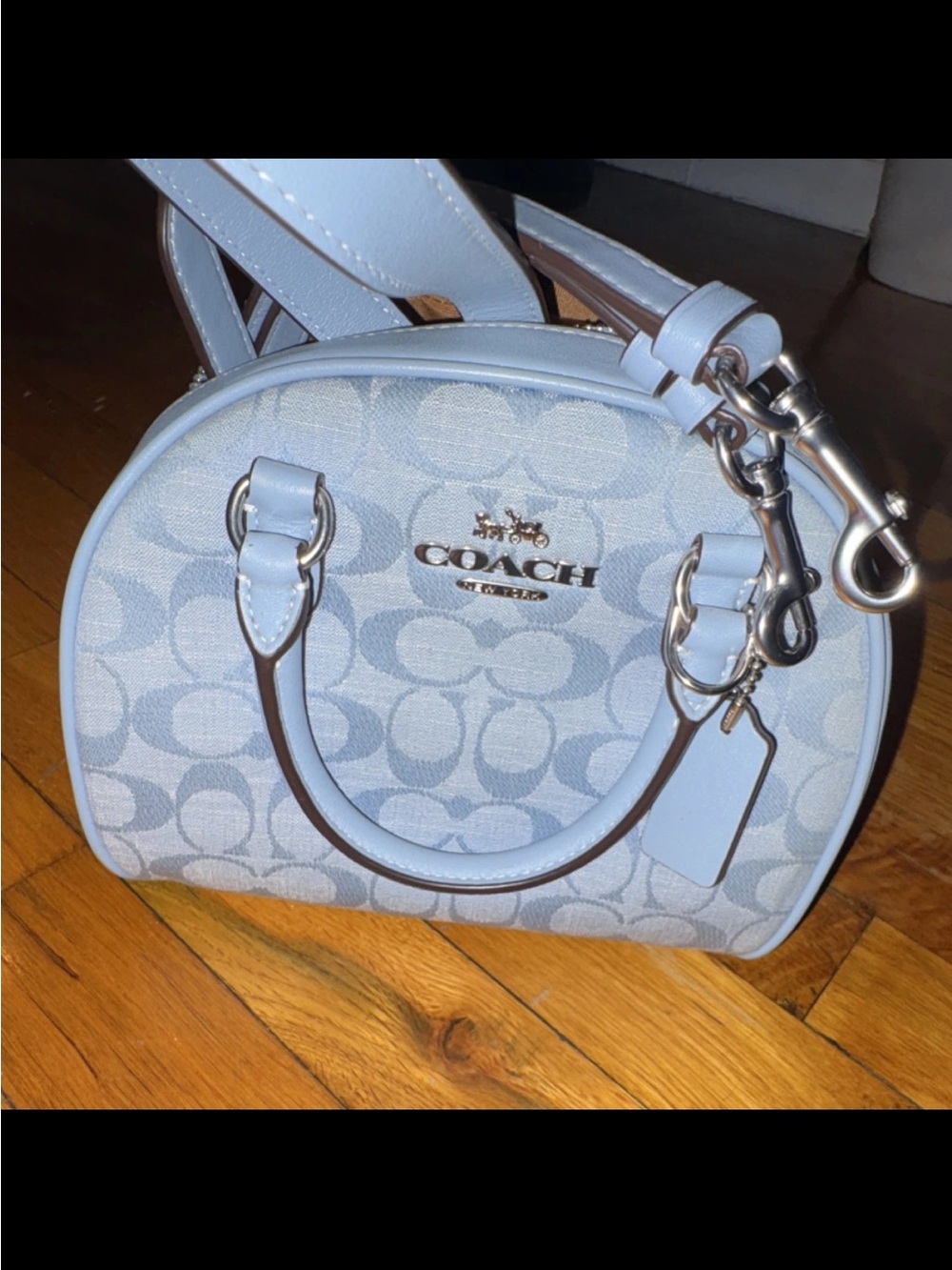 COACH Light Blue Signature Dome Crossbody Satchel